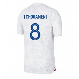 Frankrike Aurelien Tchouameni #8 Bortatröja VM 2022 Korta ärmar